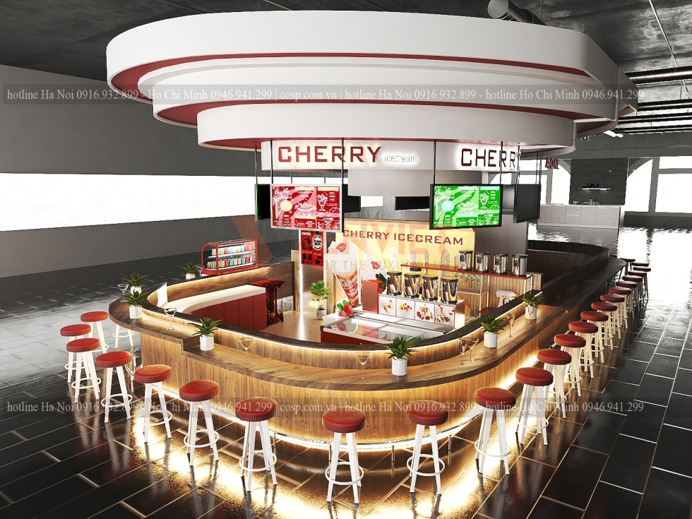 Thiết kế quầy bar hình chữ O