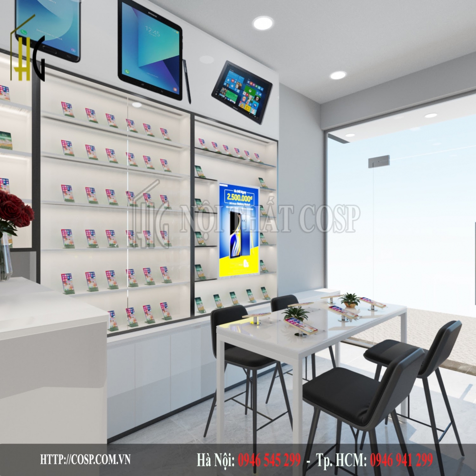 thiết kế cửa hàng điện thoại di động