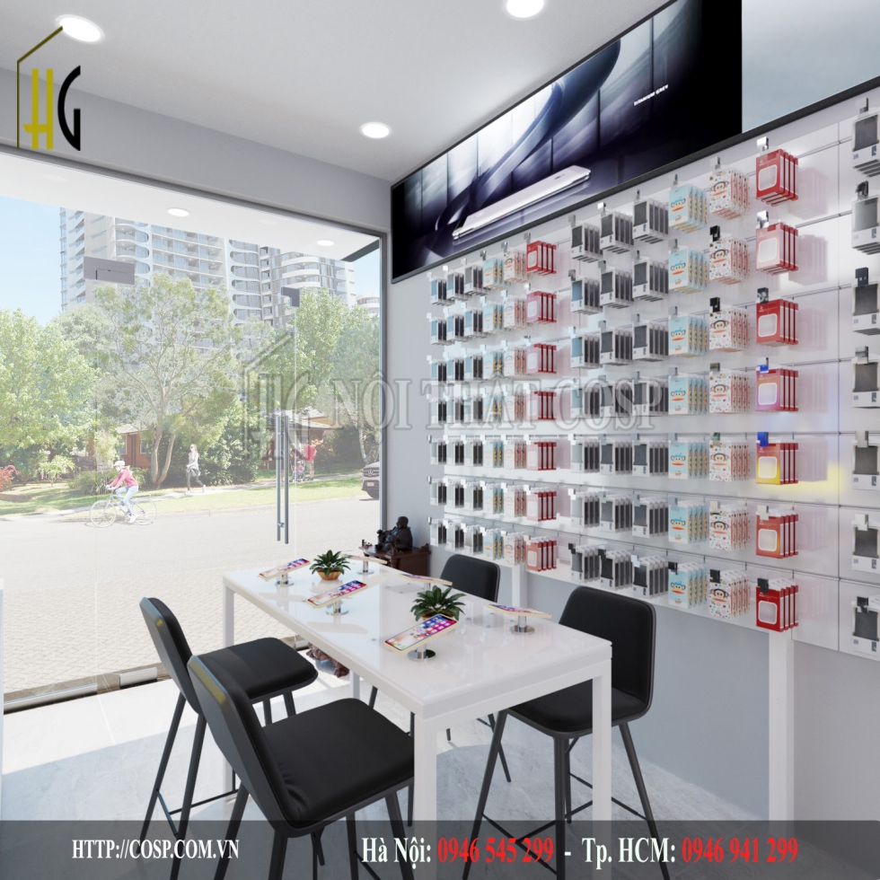 thiết kế cửa hàng điện thoại di động