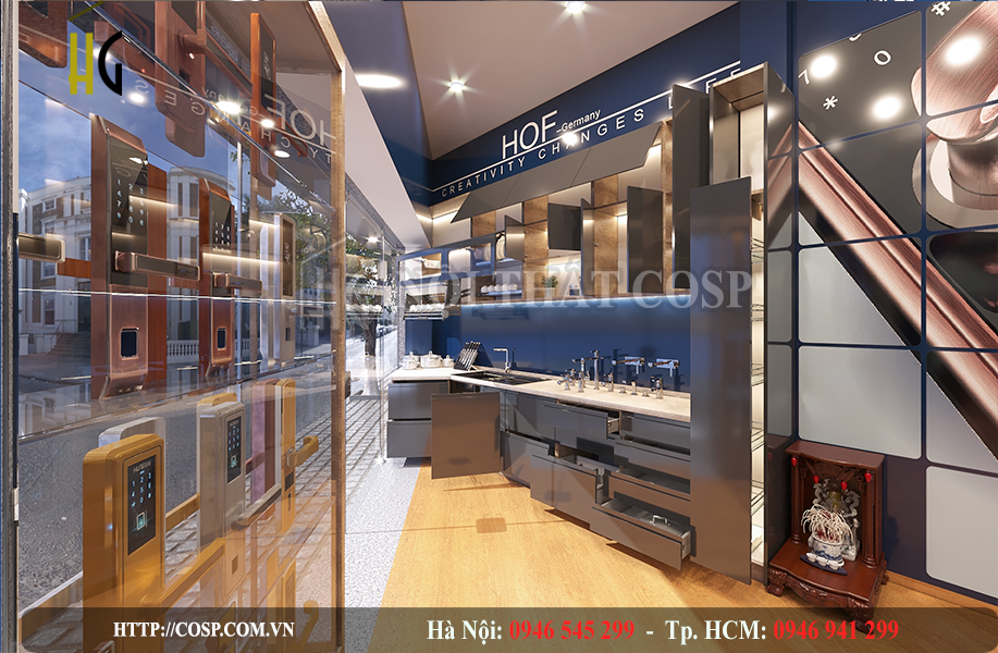 Thiết kế nội thất cửa hàng khóa điện tử Tiến Thịnh