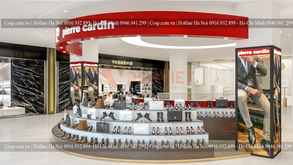 Thiết kế gian hàng giầy dép pierre Cardin Vincom Đồng Khởi
