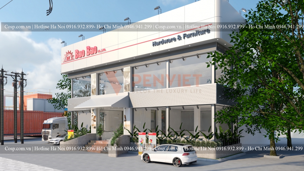 Thiết kế mặt tiền showroom nội thất Anh Quốc- Long An