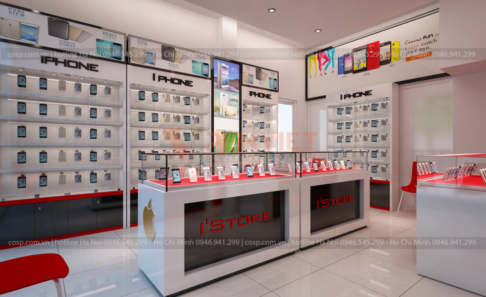thiết kế nội thất shop điện thoại iphone