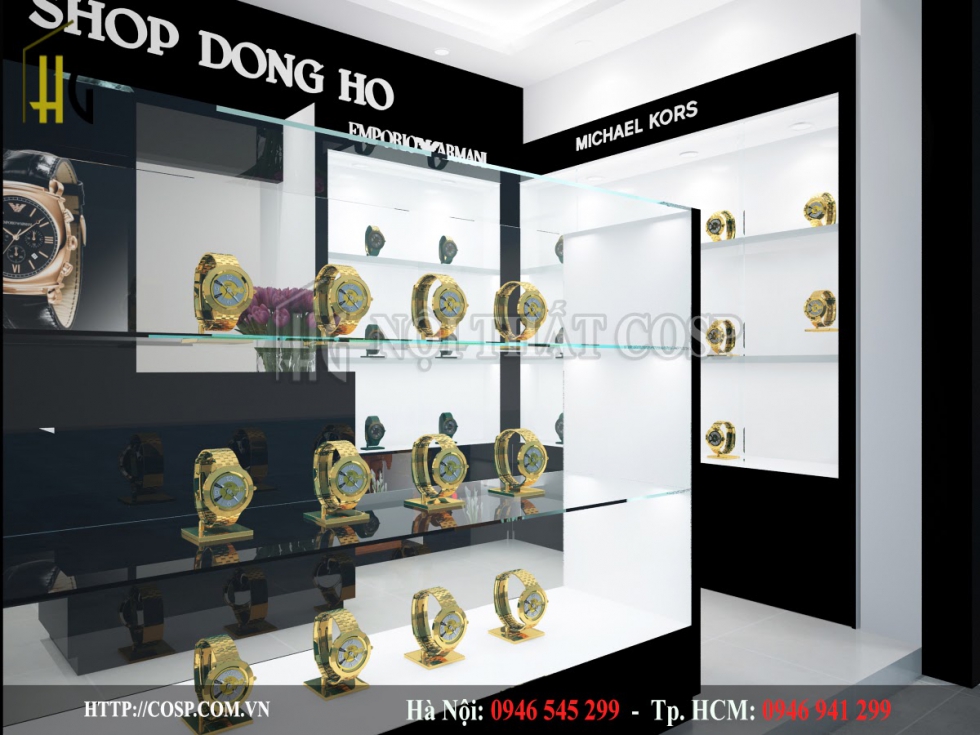 mẫu shop đồng hổ 27m2