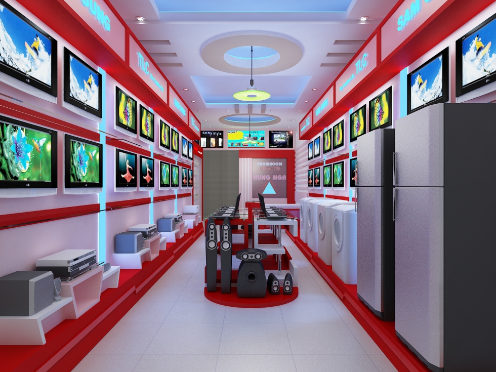 Phối cảnh 3D showroom điện máy Hùng Nga