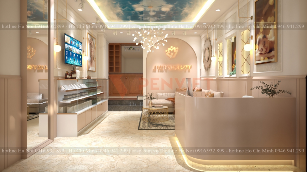 Thiết kế phòng khách spa 45m2 Lyly Beauty