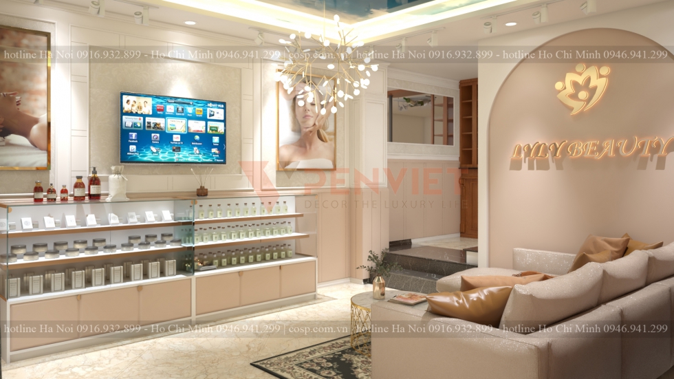 Mẫu thiết kế nội thất phòng khách spa Lyly beauty