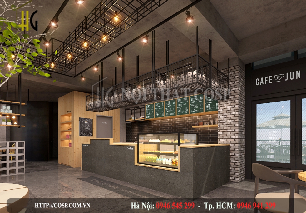 Quầy thanh toán kết hợp pha chế tại quán cafe