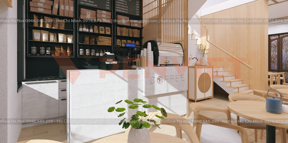 Thiết kế quầy bar cafe đơn giản