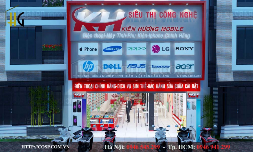 Thiết kế mặt tiền shop điện thoại