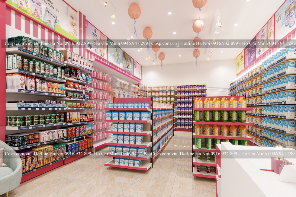 Thiết kế nội thất cửa hàng mẹ bé Mum Mum Milk