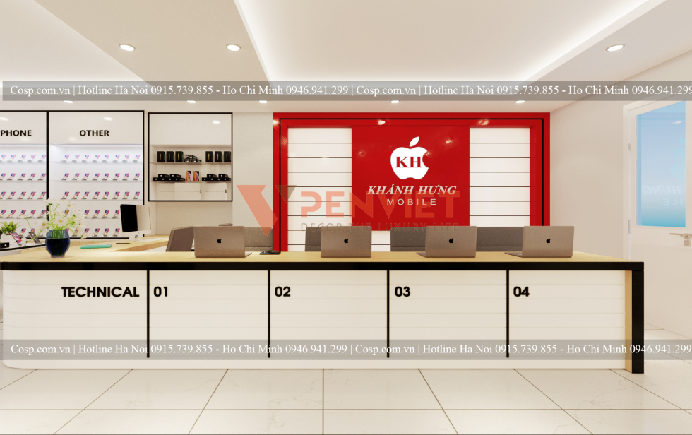 Thiết kế vách logo shop điện thoại