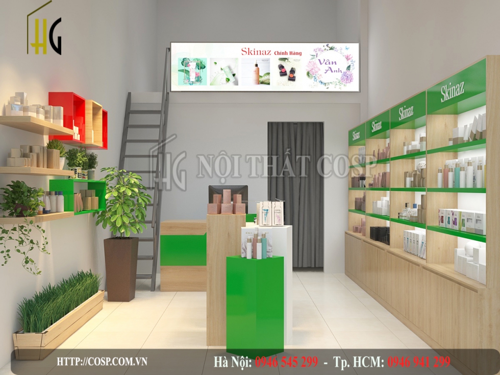 Thiết kế shop mỹ phẩm 16m2