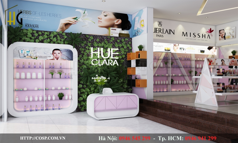Thi công thiết kế shop mỹ phẩm đẹp