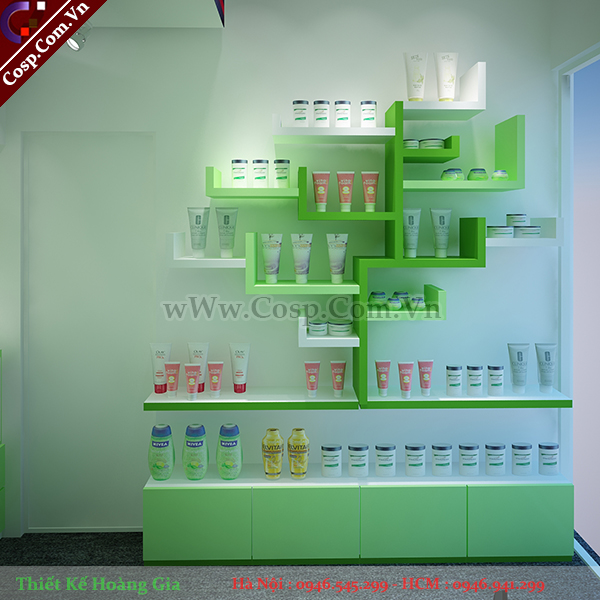 thiết kế shop mỹ phẩm tone xanh lá 4