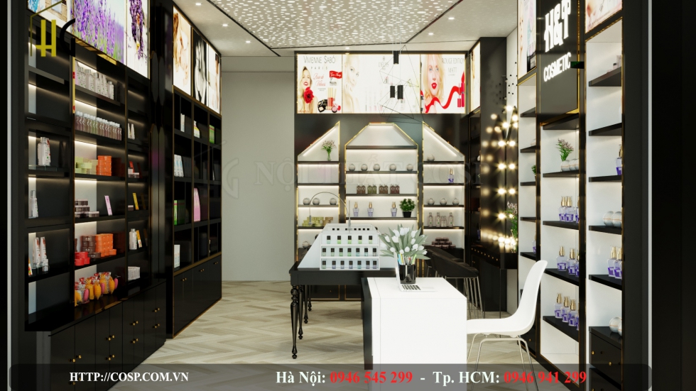 Thi công thiết kế shop mỹ phẩm luxury