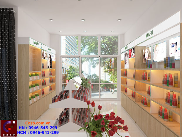 Hệ thống quầy kệ bố trí khoa học giúp không gian trở lên thoáng rộng