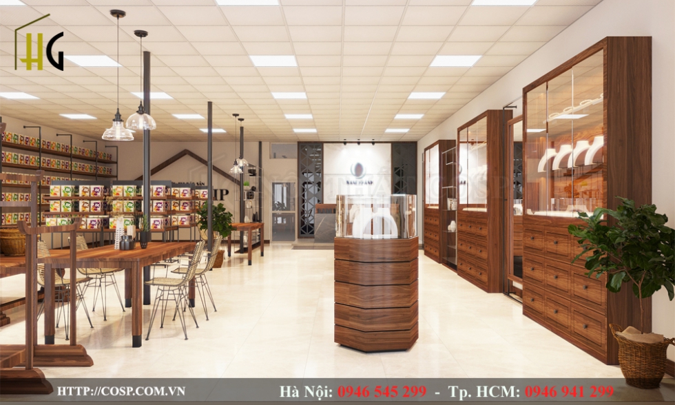Thiết kế nội thất cưa hàng vàng bạc Ngọc Trai Nam Khánh