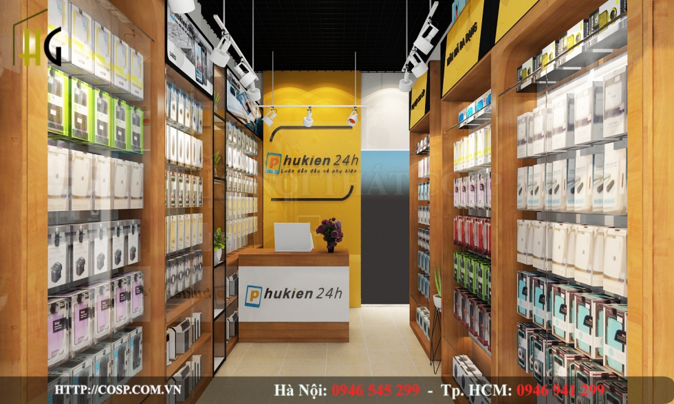 Thiết kế shop phụ kiện điện thoại nhỏ 24h anh Huy