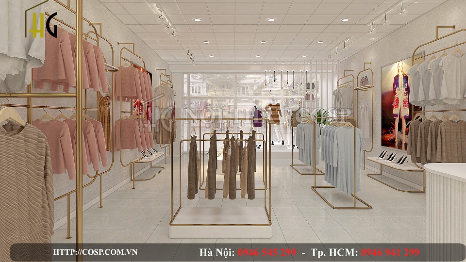 Thiết kế shop quần áo đẹp với ánh sáng nhẹ nhàng