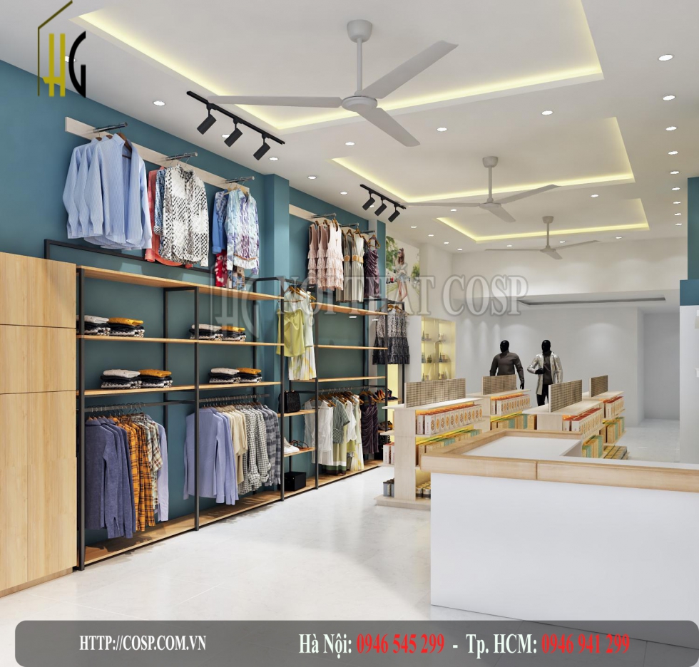 Thiết kế cửa hàng thời trang nam theo phong cách hiện đại
