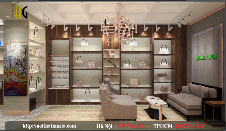 Thiết kế shop thời trang túi xách Luxury