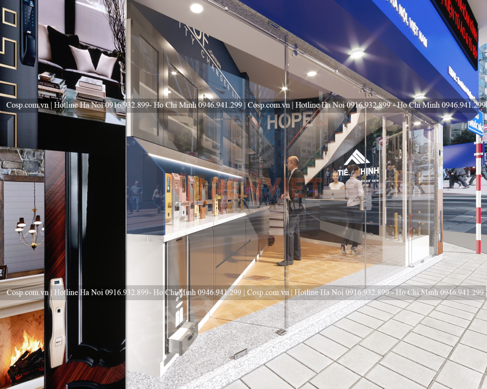 Thiết kế mặt tiền showroom khóa