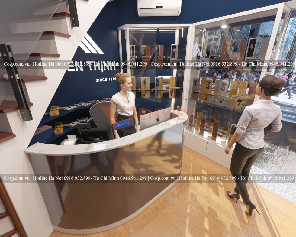 Thiết kế showroom khóa điện tử Tiến Thịnh