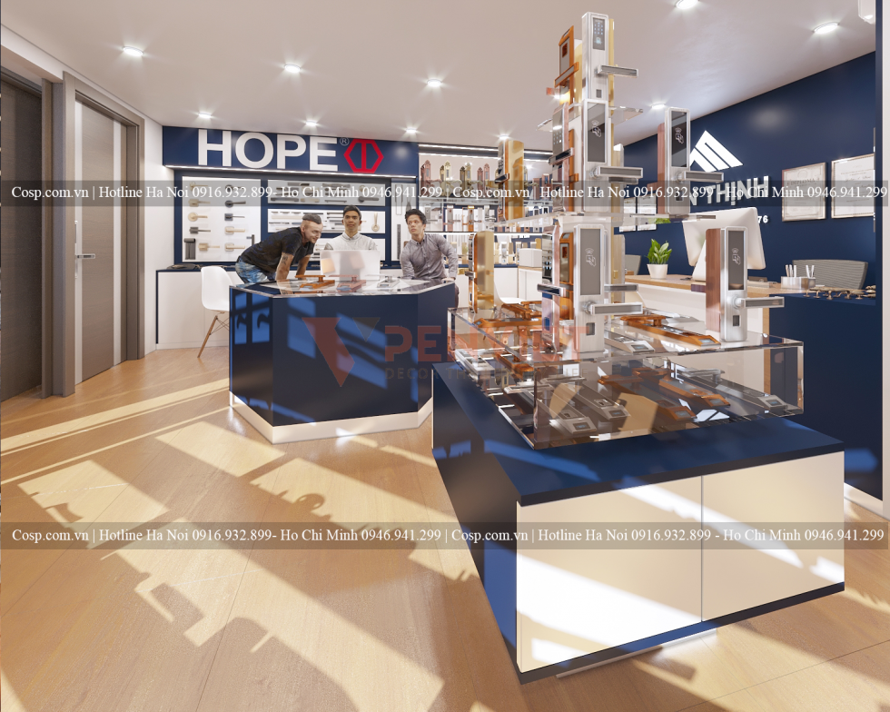 Thiết kế nội thất showroom khóa