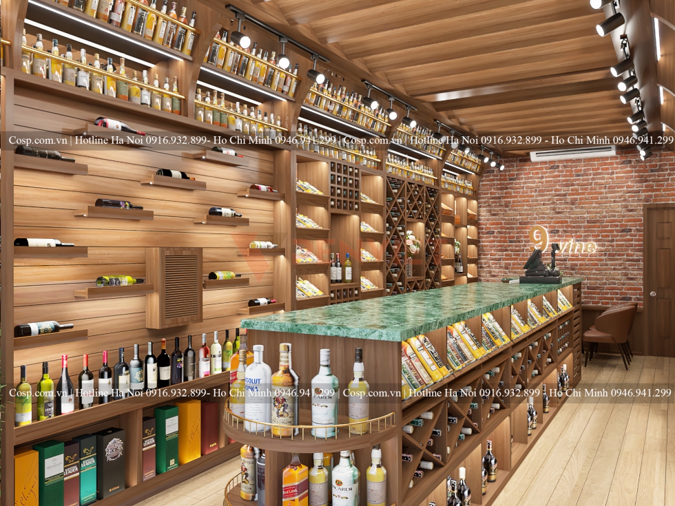 Thiết kế nội thất showroom rượu 9wine- HN