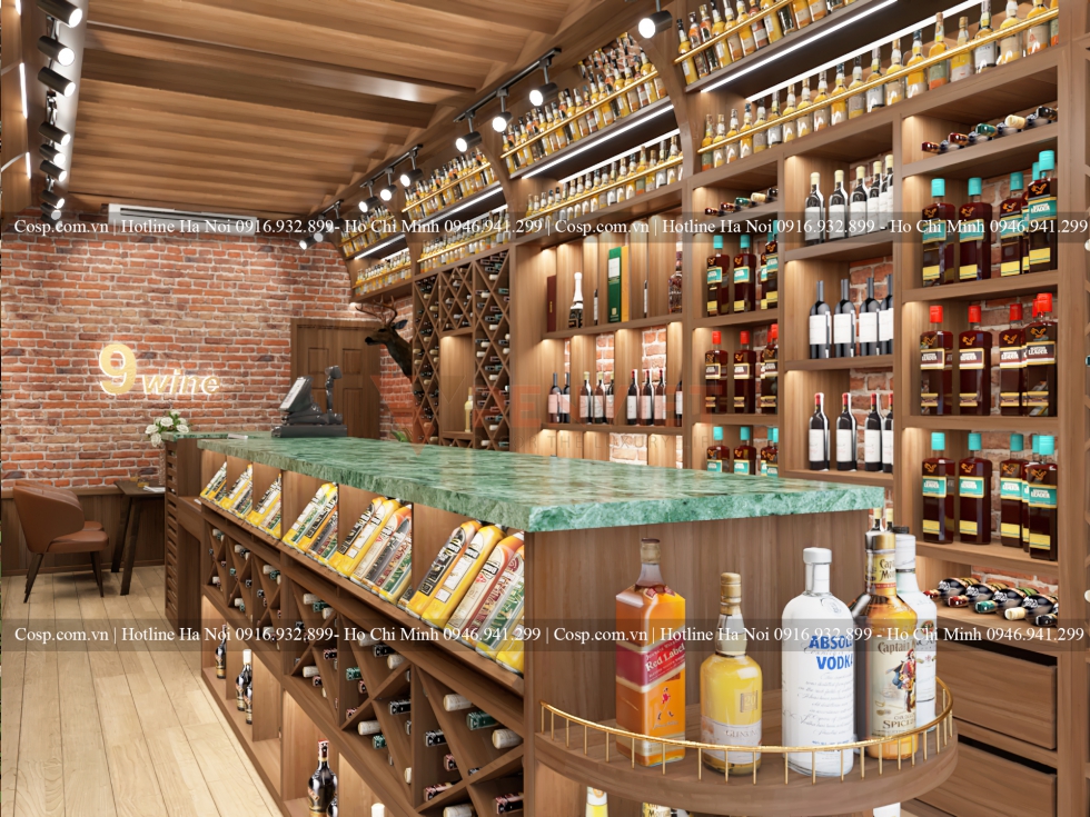 Thiết kế nội thất showroom rượu 9wine- HN