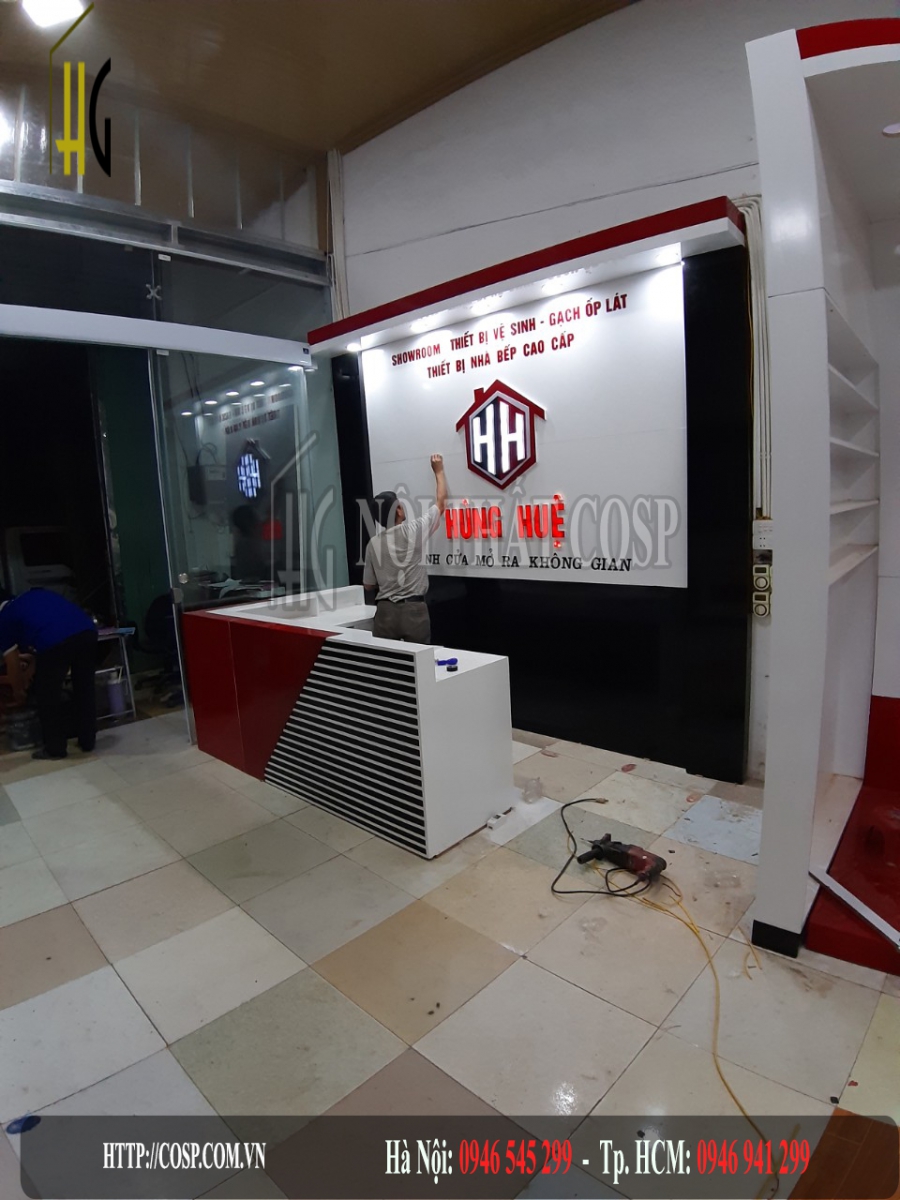 thiết kế showroom tbvs Hùng Huệ phú xuyên