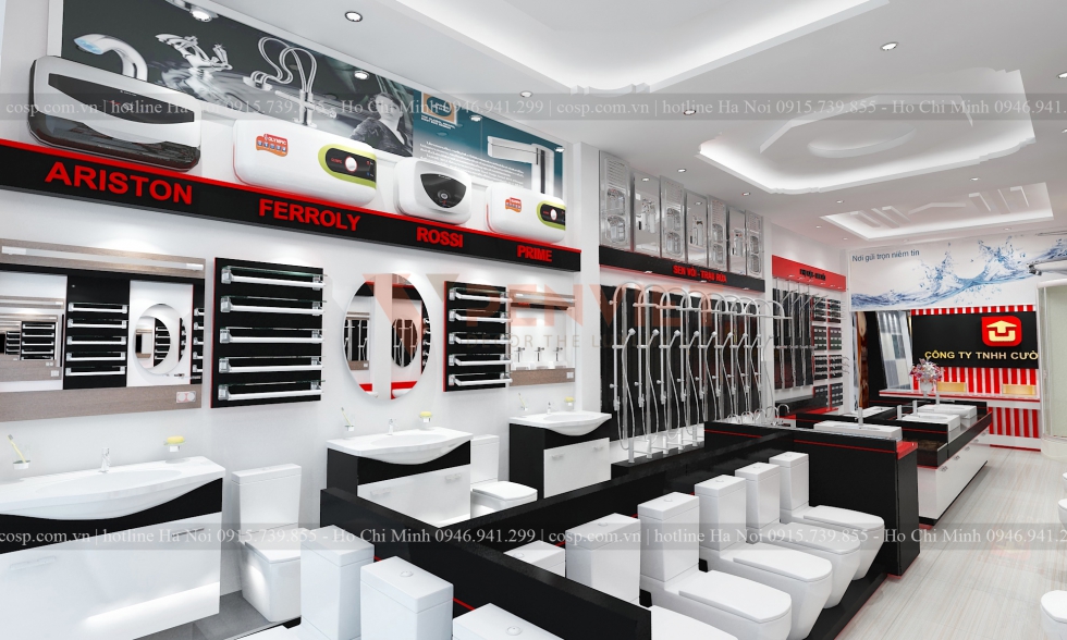 Thiết kế khu vực trưng bày thiết bị vệ sinh