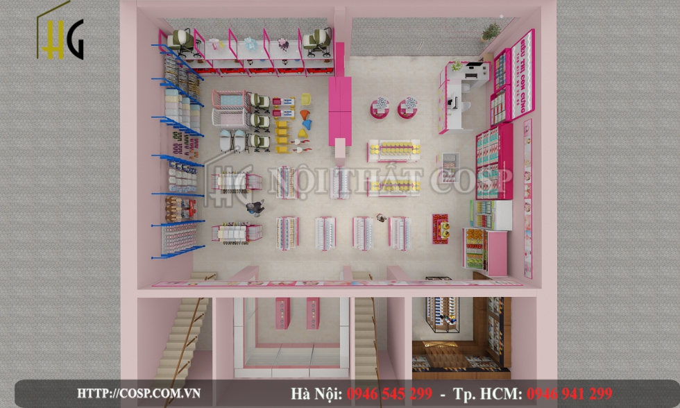 Thiết kế siêu thị mini 100m2