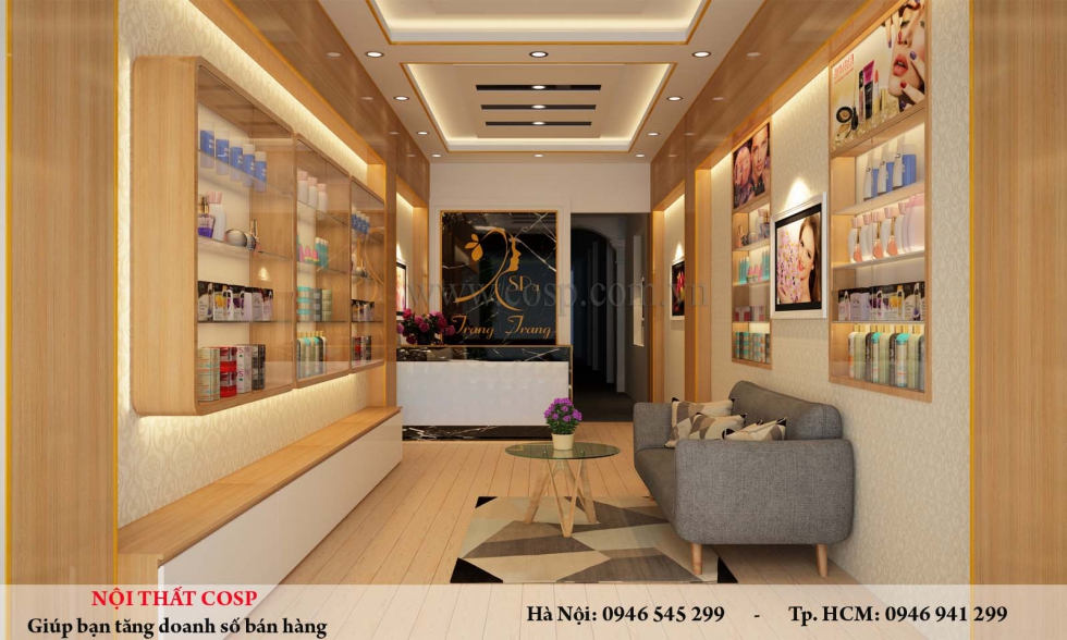 Thiết kế nội thất phòng khách spa Trang Trang