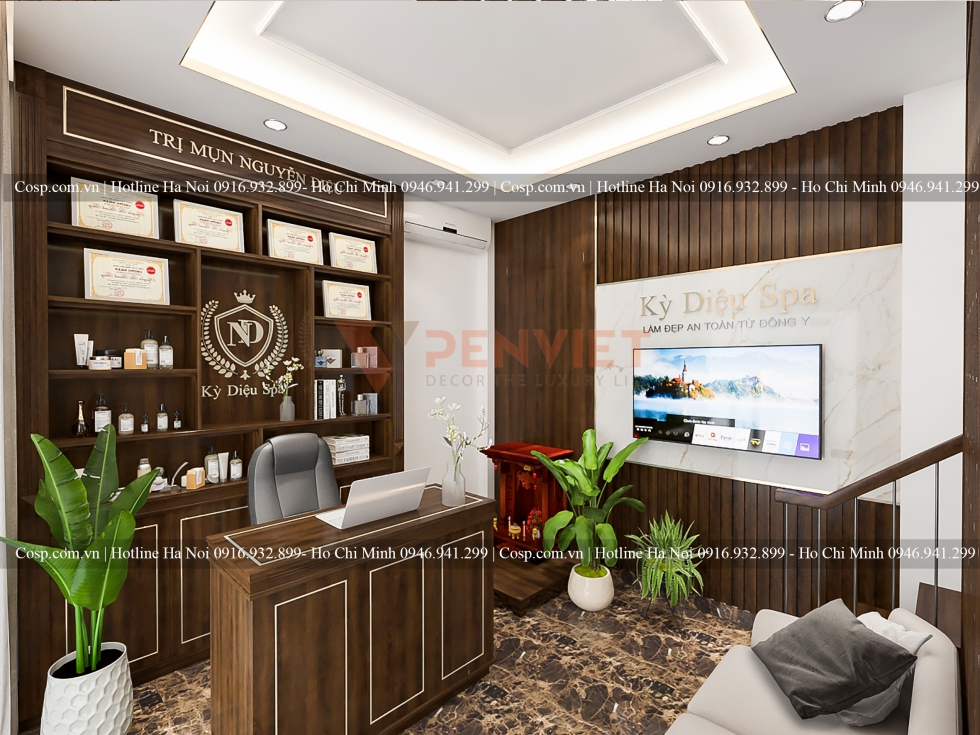 Không gian thiết kế phòng đón khách spa Kỳ Diệu 30m2