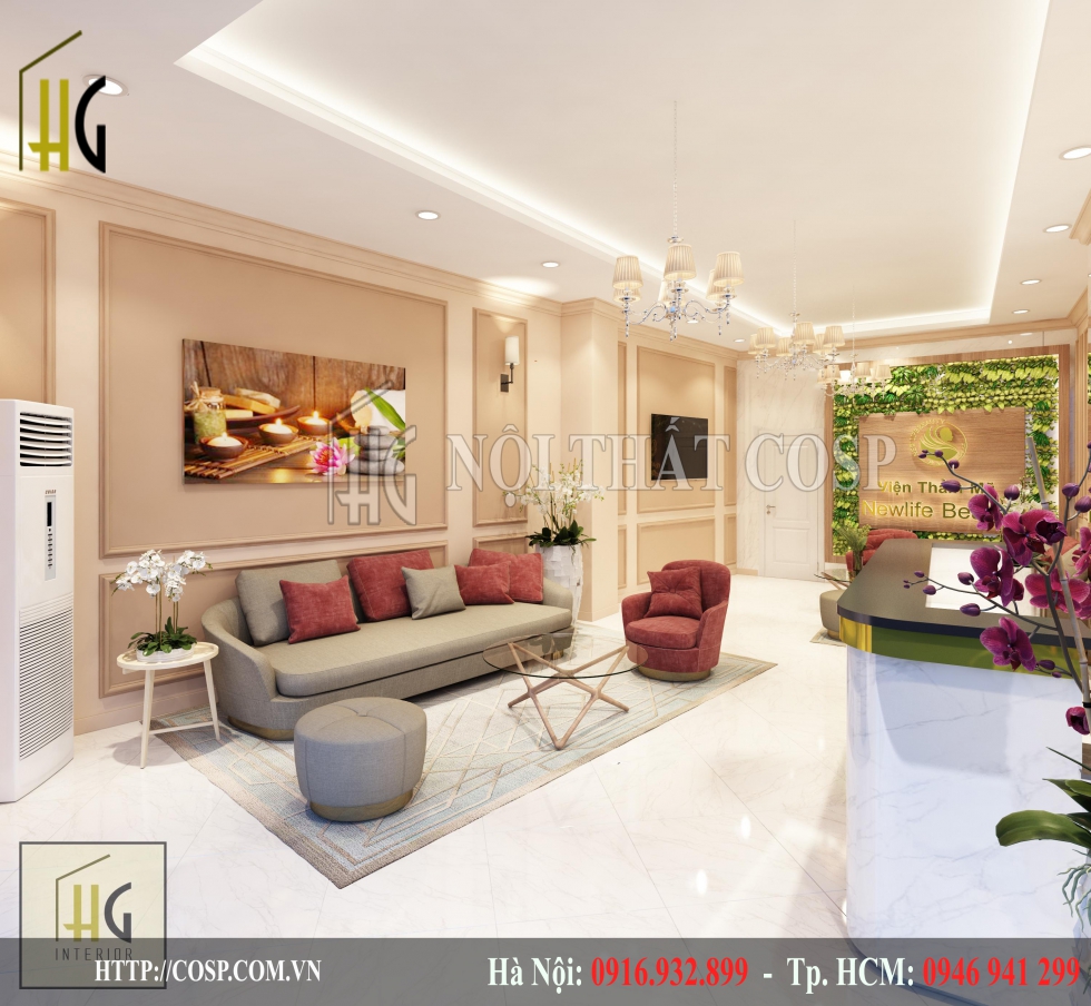thiet ke phong khach spa newlife beauty 2
