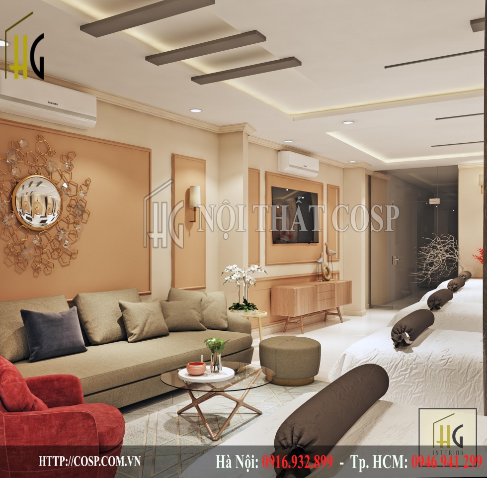 thiet ke phong khach spa newlife beauty 3