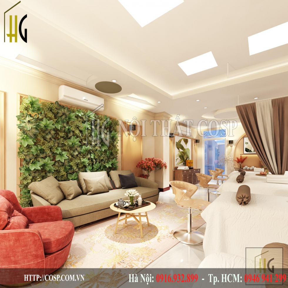 thiet ke phong khach spa newlife beauty 4
