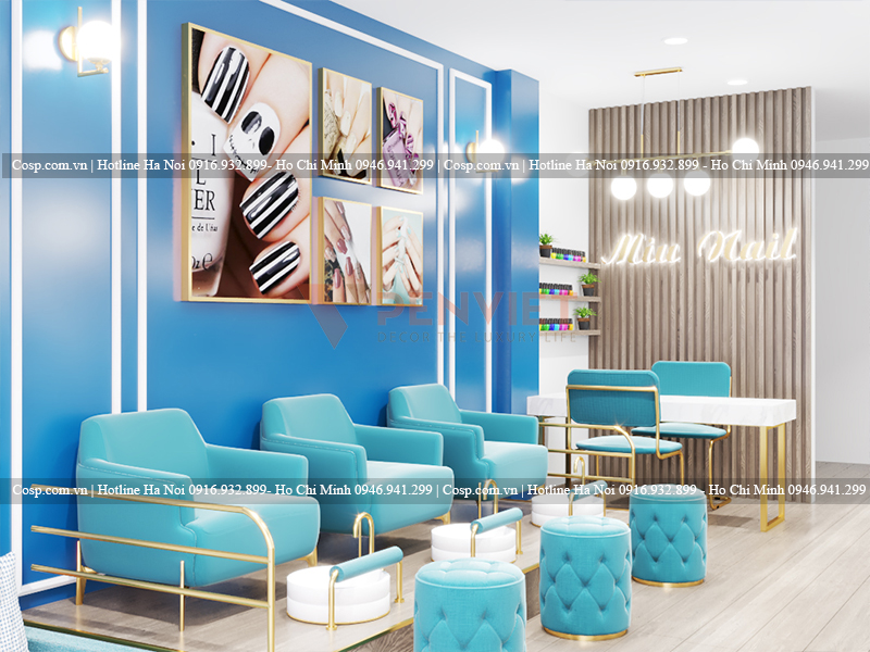 Thiết kế tiệm nail nhỏ xinh phong cách hiện đại