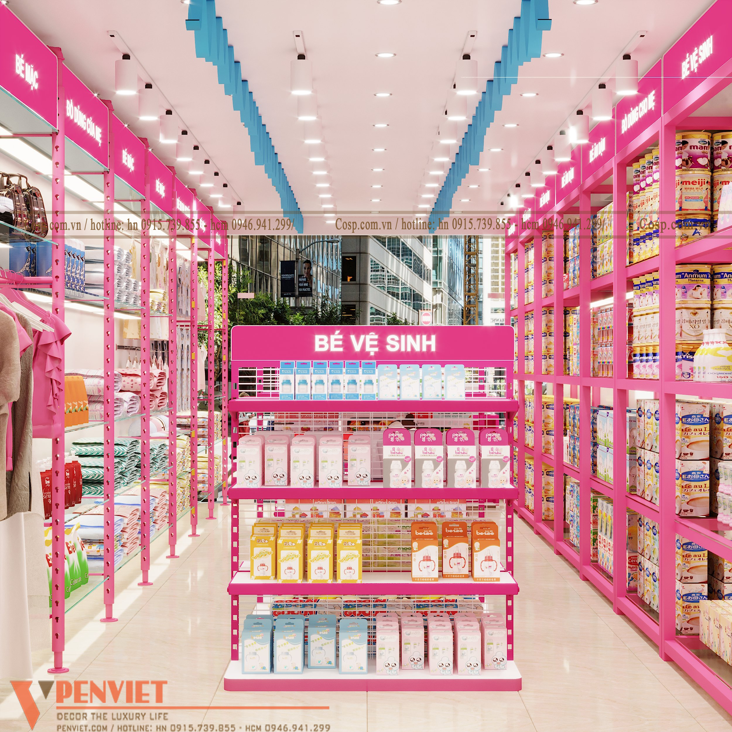 Thiết kế nội thất shop mẹ bé Bibabo