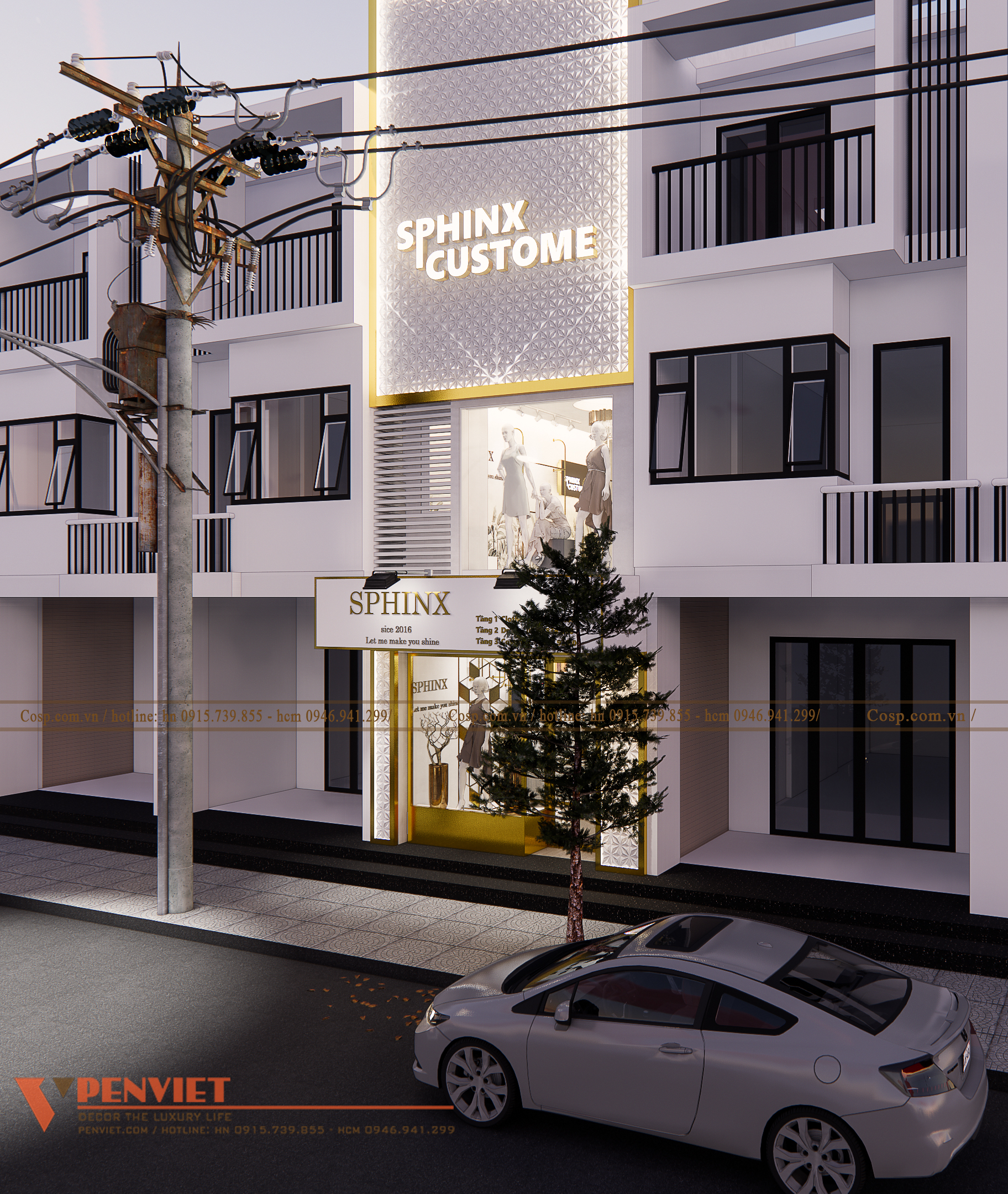 Thiết kế mặt tiền cửa hàng thời trang Sphinx