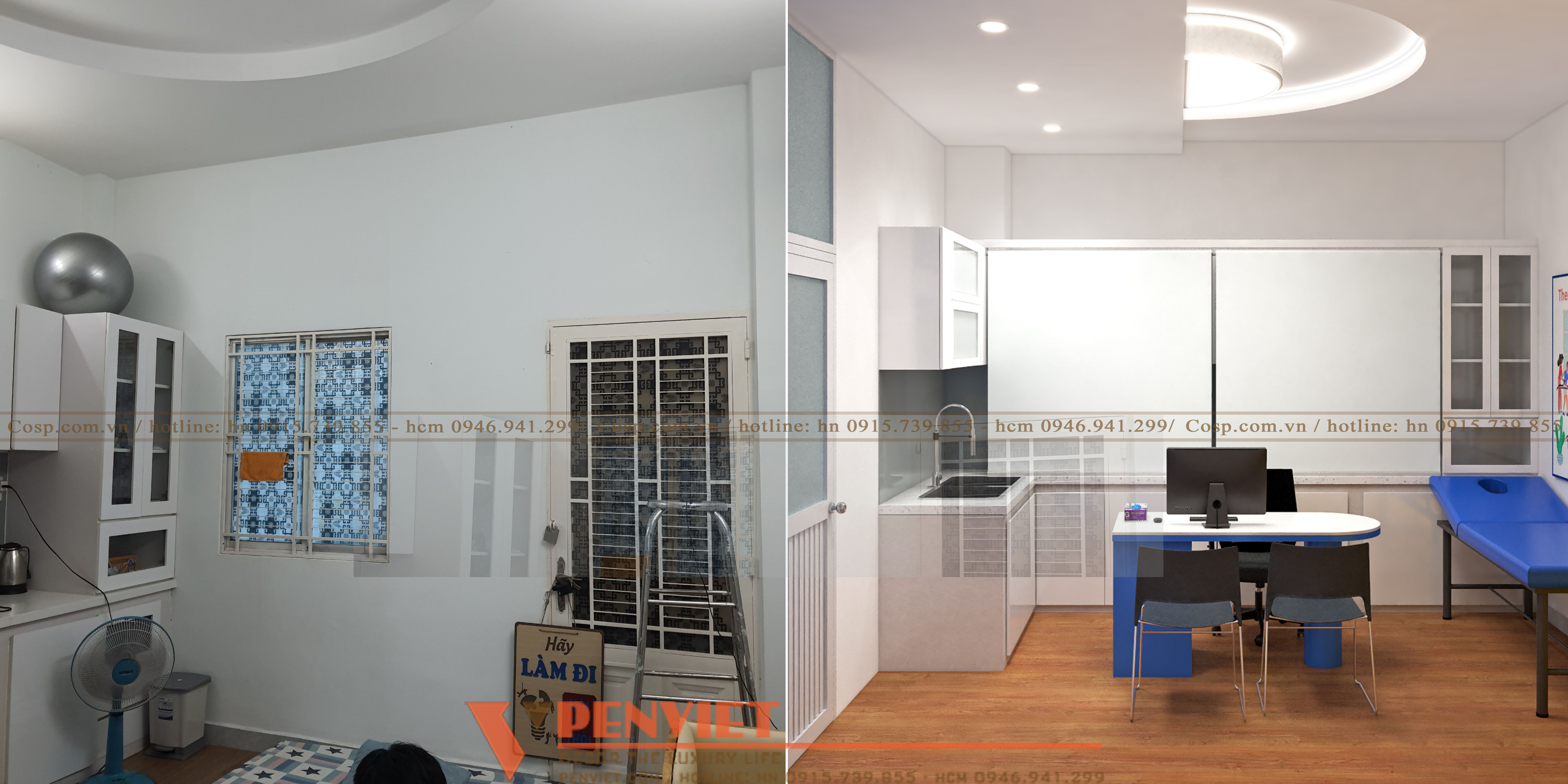 Trước và sau khi thiết kế phòng khám vật lí trị liệu cho bé