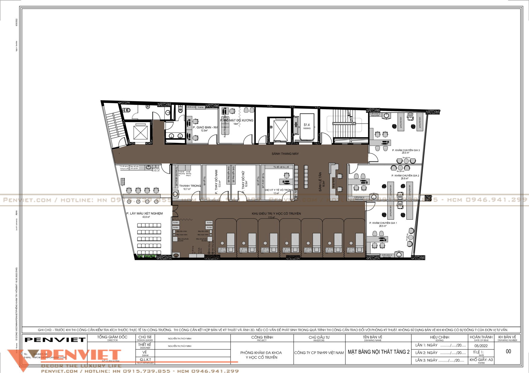 Mặt bằng công năng tầng 2 bệnh viên đông y