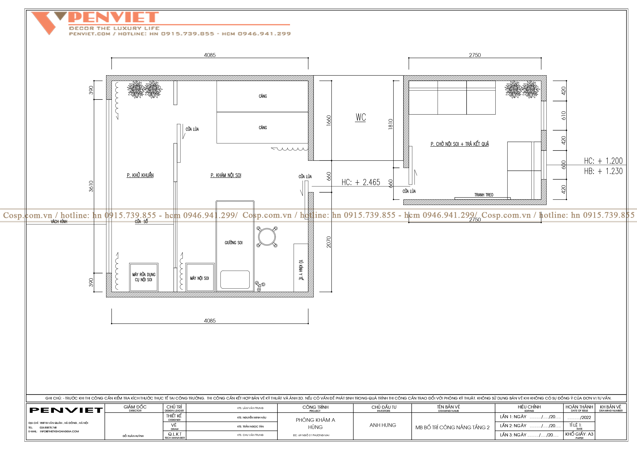 Thiết kế phòng khám gan mật mặt bằng công năng tầng 2