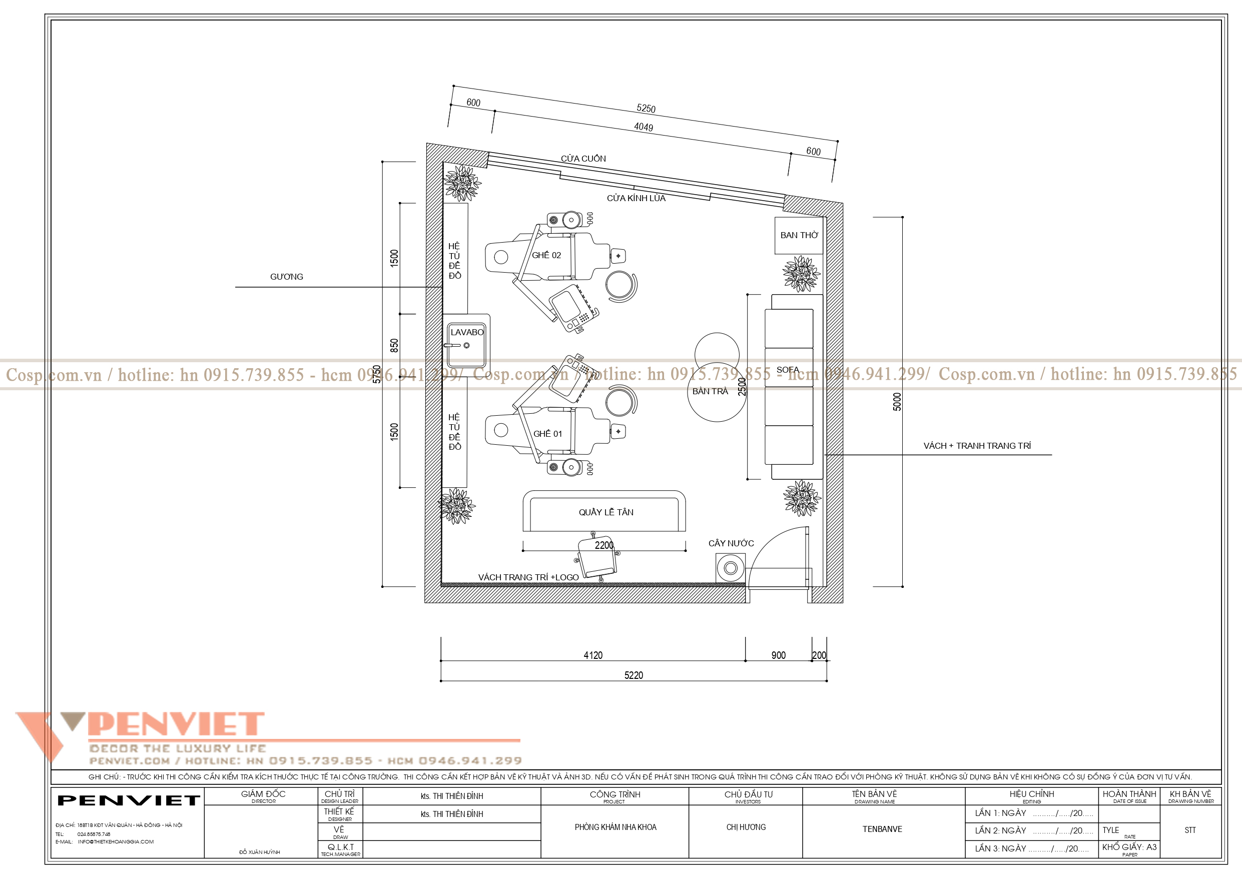 Mặt bằng công năng phòng khám răng hàm mặt lan hương