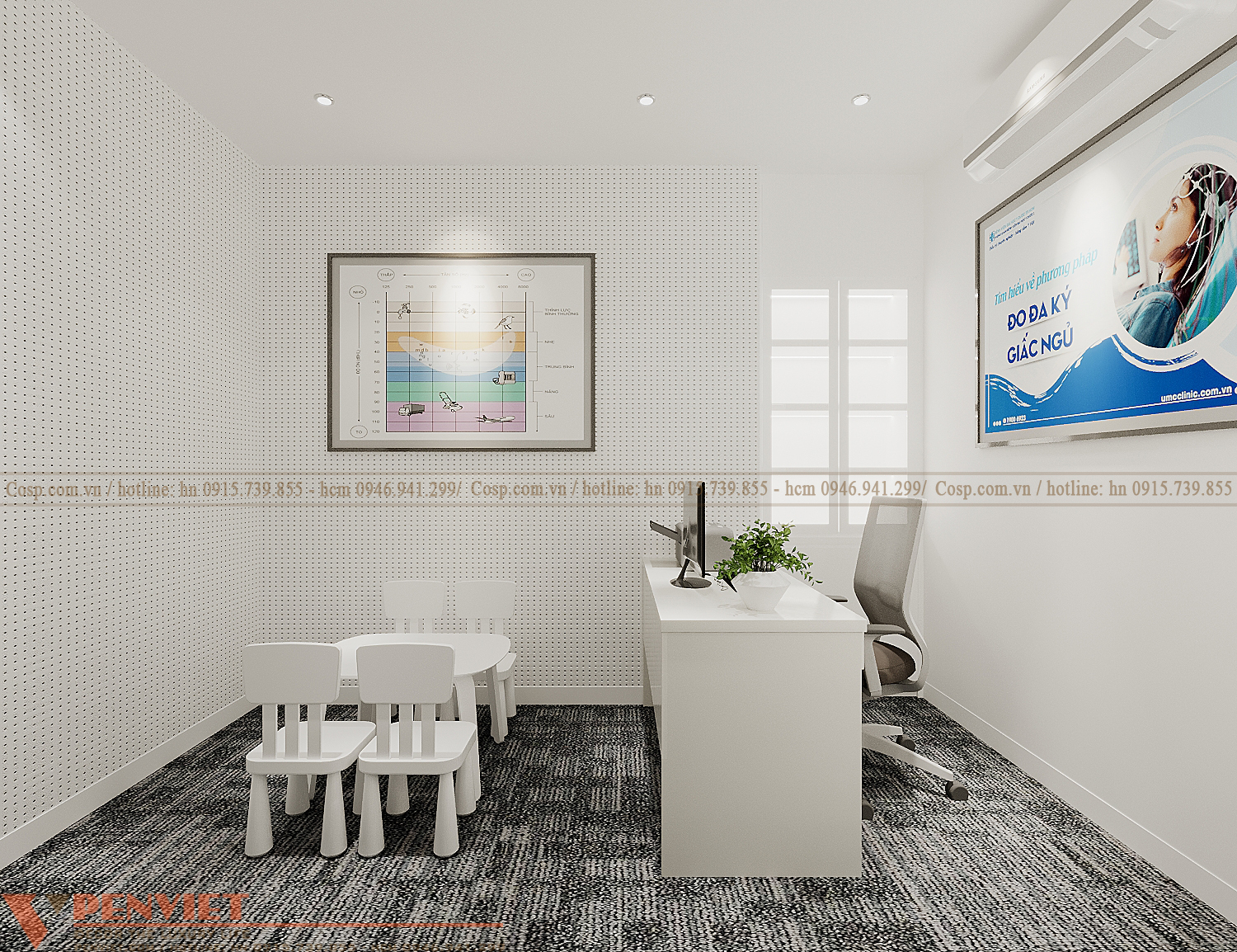 Thiết kế bệnh viện nhi Medgreen hạng mục phòng đo thức