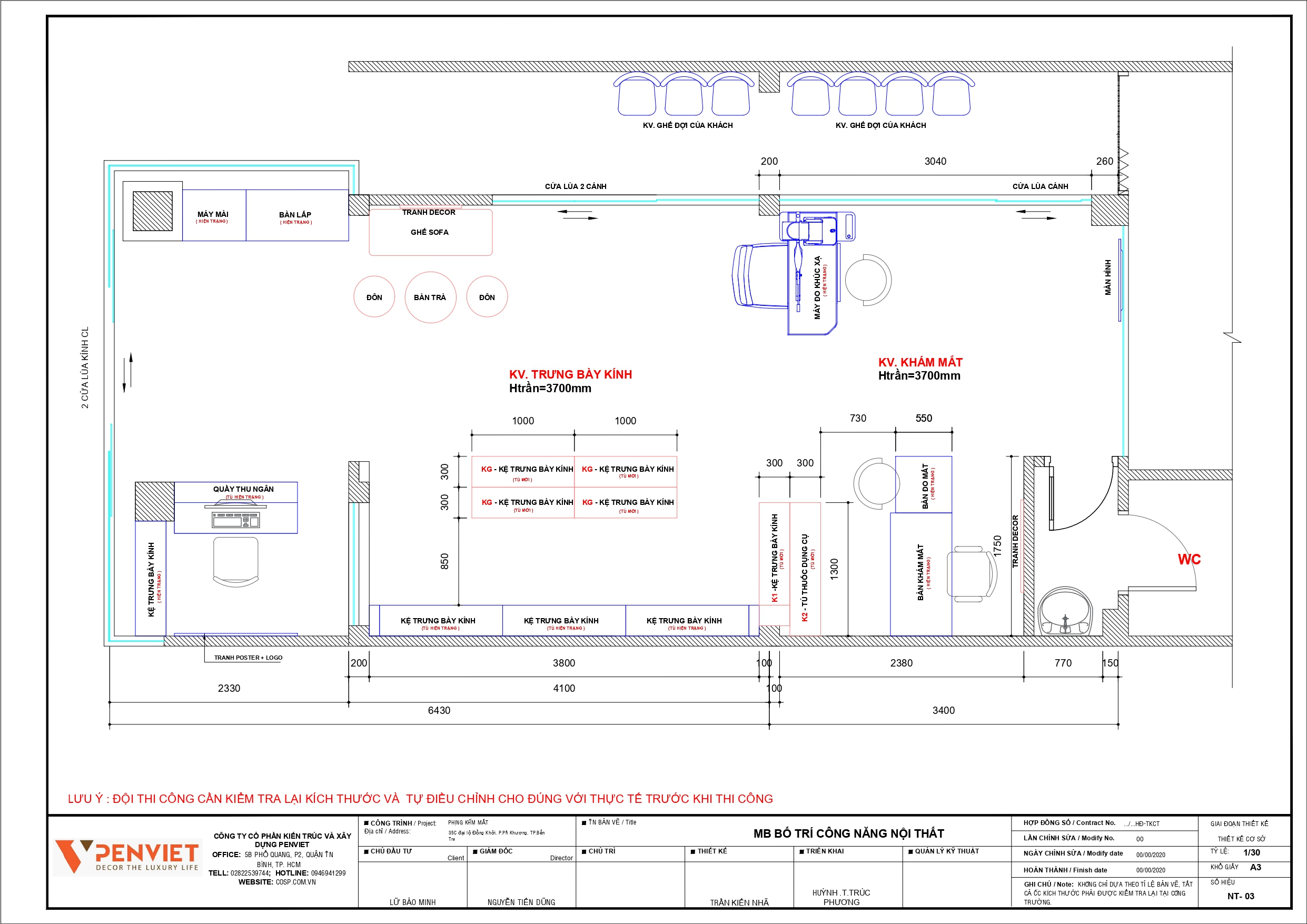 Mặt bằng công năng phòng khám mắt lữ bảo minh