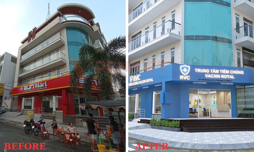 Thiết kế mặt tiền trung tâm tiêm chủng