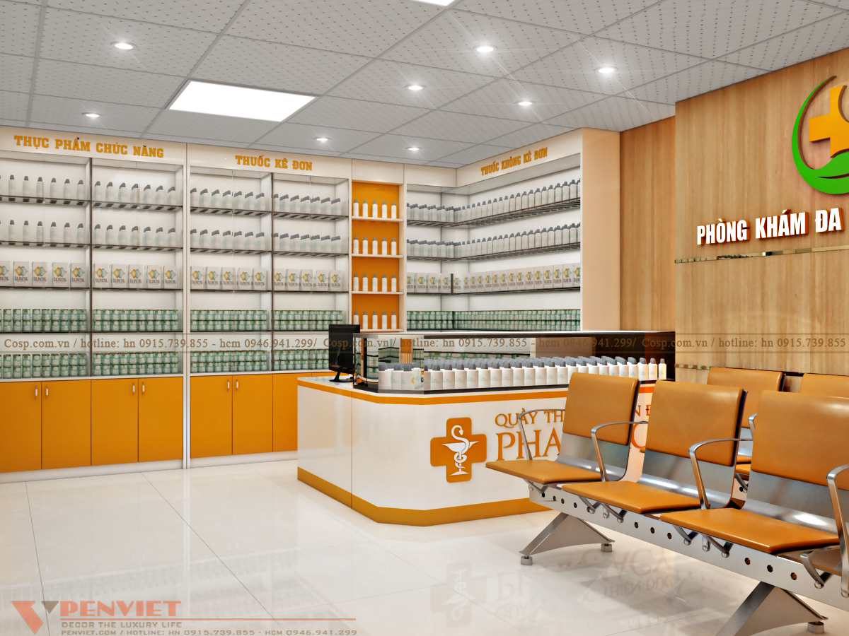 Thiết kế quầy thuốc hiện đại